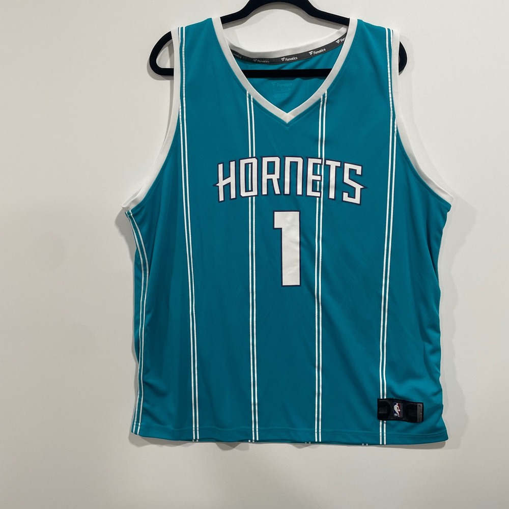 Fanatics Charlotte Hornets LaMelo Ball 1 Teal Pinstripe NBA Jersey Mens XL
